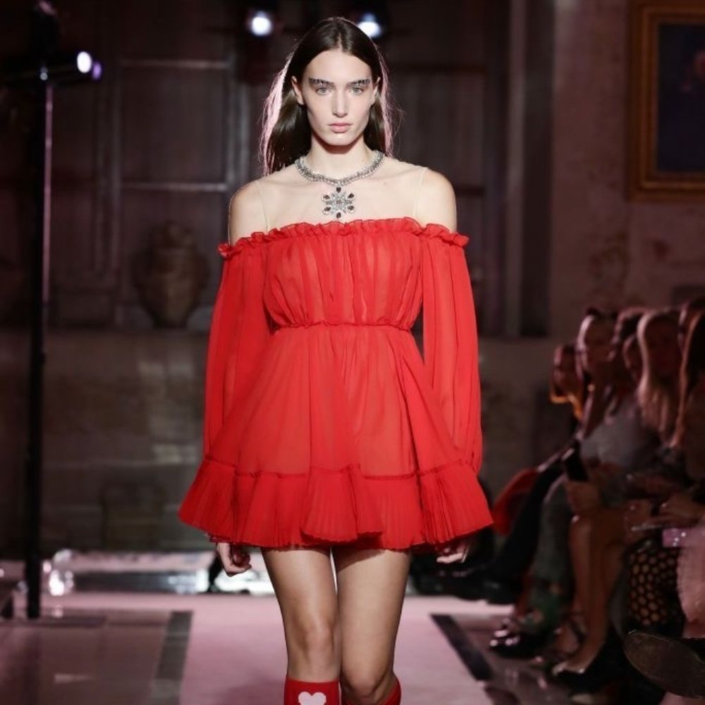 Giambattista Valli X H&M HM Short Cold Shoulder Dress Red US 4 / UK 8 / EUR 36